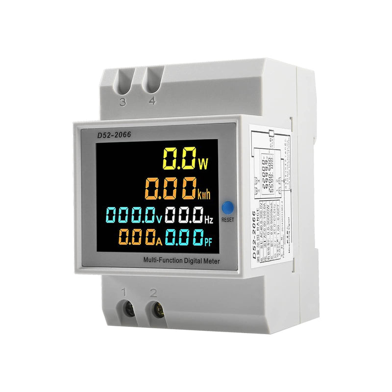 [Australia - AusPower] - AC 40-300V 100A Electricity Usage Monitor Multimeter, 6 in 1 Multimeter Digital Power Energy Meter Single Phase Din Rail Voltmeter Ammeter Watt Frequency Power Factor Energy (Built-in CT) Built-in CT 