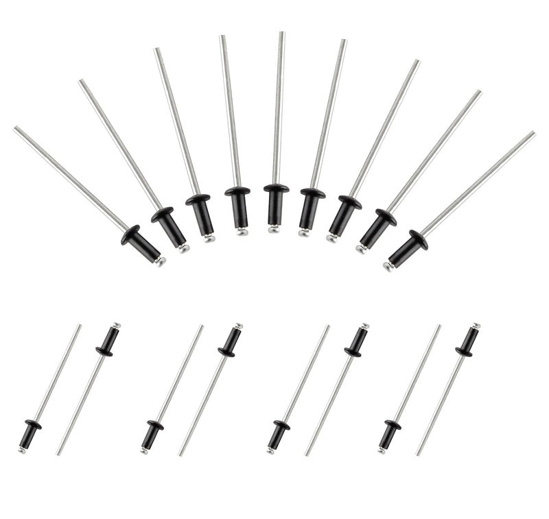 [Australia - AusPower] - 3/32" x 1/4" Aluminum Blind Rivets Assortment, Black Pop Rivets Metal Boat Rivet Tool Marine Rivets for Kayak - 100 Pcs 3/32" x 1/4" 