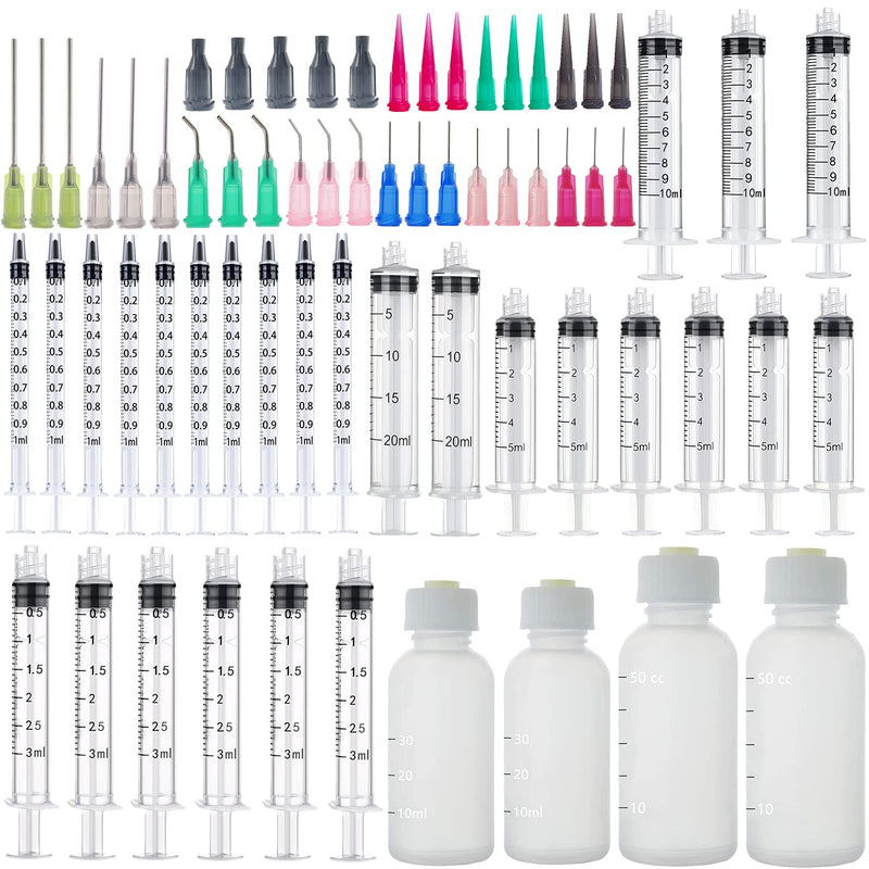 [Australia - AusPower] - 1ml, 3ml, 5ml, 10ml, 20ml Dispenser and 30ml+50ml Glue Bottle. 14ga, 16ga, 18ga, 20ga, 22ga, 25ga dispensing head and Caps. Measuring Liquids and Refilling (Dispenser Glue Bottle Set) 31 Pack 