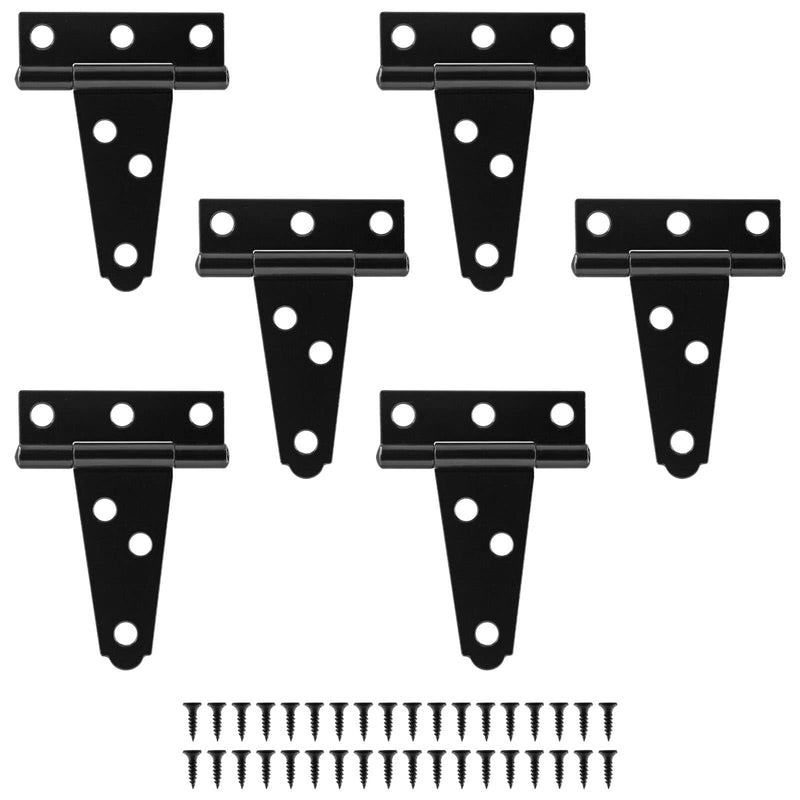 [Australia - AusPower] - 6Pack 2 Inch Black T-Strap Shed Hinge,Barn Door Hinges Heavy Duty Gate Strap Hinge T Hinges for Barn Door, Shed or Wooden Fences 2 Inch-6Pack 