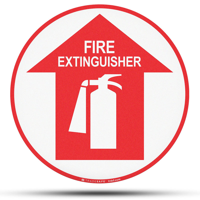 [Australia - AusPower] - TRADESAFE Fire Extinguisher Anti-Slip Floor Sticker - Fire Extinguisher Sign, Peel and Stick Adhesive Vinyl Sign, ANSI-Compliant, 17” Diameter Round Sticker 
