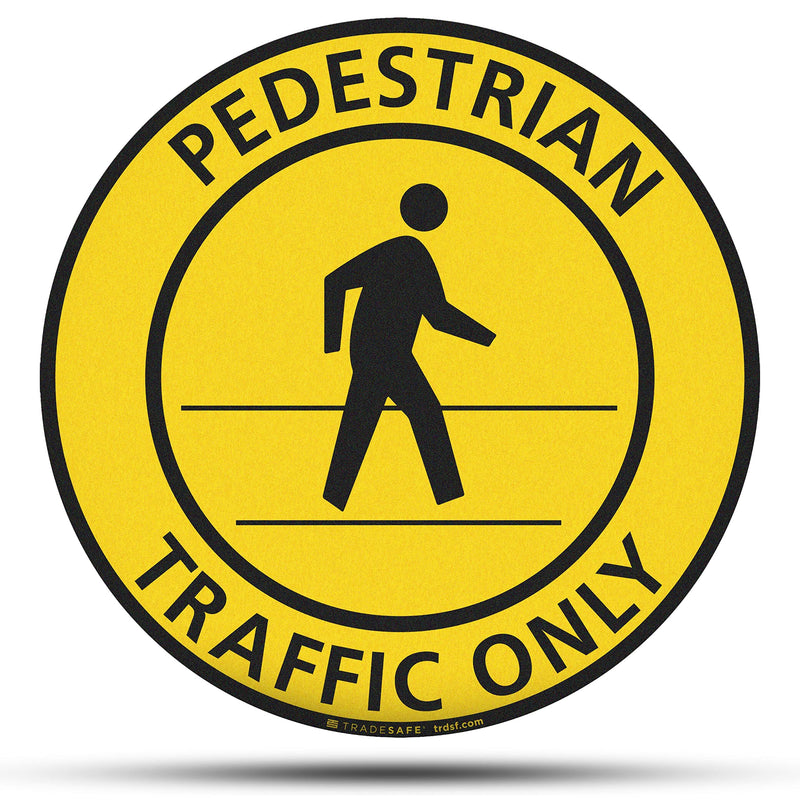 [Australia - AusPower] - TRADESAFE Pedestrian Traffic Only Anti-Slip Floor Sticker - Pedestrian Safety Caution Sign, Peel and Stick Adhesive Vinyl Sign, ANSI-Compliant, 17” Diameter Round Sticker 