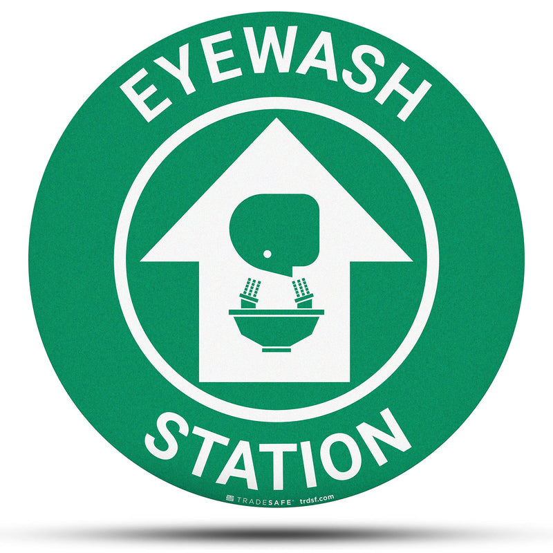 [Australia - AusPower] - TRADESAFE Eye Wash Station Anti-Slip Floor Sticker - Emergency Eyewash Station Sign, Peel and Stick Adhesive Vinyl Sign, ANSI-Compliant, 17” Diameter Round Sticker 