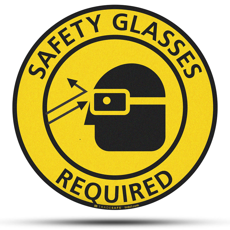 [Australia - AusPower] - TRADESAFE Safety Glasses Required Anti-Slip Floor Sticker - Eye Protection Required Caution Sign, Peel and Stick Adhesive Vinyl Sign, ANSI-Compliant, 17” Diameter Round Sticker 