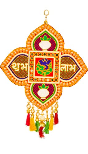 Ganesh Subh Labh Wall Hangings Indian Traditional Home Office Temple Festival Décor Decoration & Gifting Size- Height 17 inches Shubh Labh Ganesh