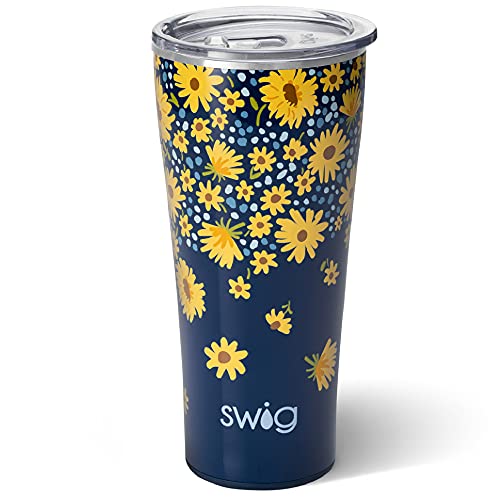 Swig Life 32oz Insulated Tumbler with Lid, Lazy Daisy 32 Ounces