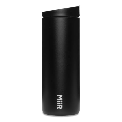MiiR Flip Traveler 16oz - Double-Wall Vacuum Insulated with Flip Lid, BPA-Free Stainless Steel Construction, Insulated Tumbler for Hot or Cold Drinks Black 16 Ounces