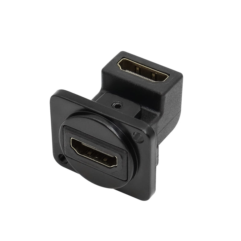[Australia - AusPower] - QIANRENON HDMI Panel Mount Adapter Female to Female Right Angle Connector Converter 90 Degree and 270 Degree for Wall-Mounted TV Projector Glod Plated Support 3D&4K 
