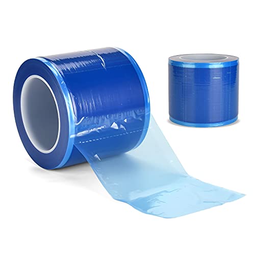 The Barrier 1200 Sheets Roll Adhesive Tape, JimKing Thick Disposable Polyethylene Protective Film for Dental Tattoos, Makeup, Microblading, Blue, 10 x 14.5 cm