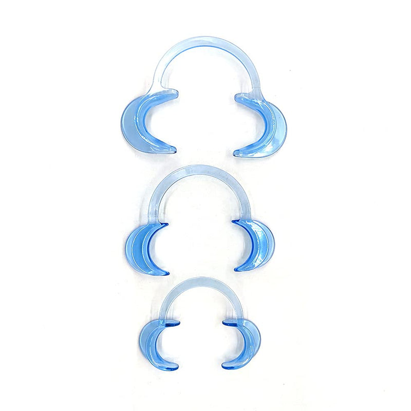 [Australia - AusPower] - Dental Cheek Retractor Mouth Opener for Teeth Whitening Clear Blue C-Shape (Size S, M, L Pack of 3) 