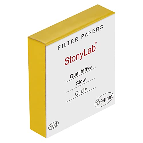 stonylab Quality Filter Paper, 100 Packs Slow Flow Rate Cellulose Filter Paper Circles with 10 Micron Particle Retention, 94mm Diameter 94 mm Diameter White