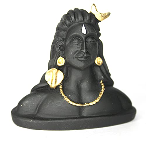 Polyrasin India First Yogi Lord Adiyogi Shiva (Mahadev) Matte Black Sculptures Statue Idol Car Dashboard | Home Décor | Office Table (Small) Small