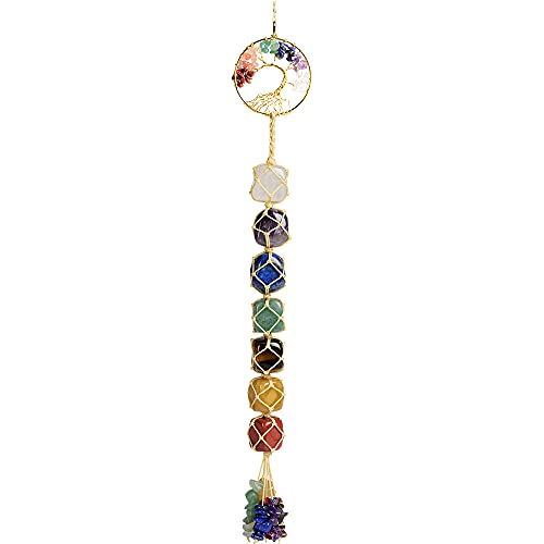 Tree of Life Handmade 7 Chakras Stones Healing Crystals Tree of Life Hanging Ornament for Home Decor A-style 1
