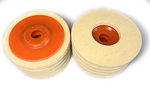 SIGNI wool felt disc polishing buffing wheel felt pads for angle grinder, 4.5-inch, 10-pack