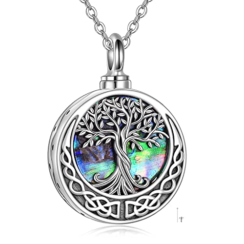 URONE Urn Necklaces for Ashes 925 Sterling Silver Urn Pendant Memory Cremation Jewelry for Ashes for Women Men Celtic Knot Tree
