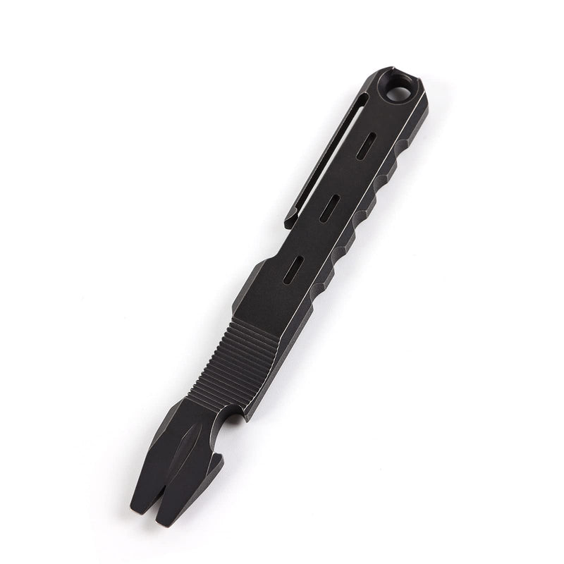Hamans Titanium Pry Bar with Nail Puller Bottle Opener Function with Pocket Clip (Black) Black
