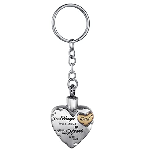 Your Wings were Ready but My Heart was Not Stainless Steel Cremation Jewelry for Ash Urn Keychain Gold Dad