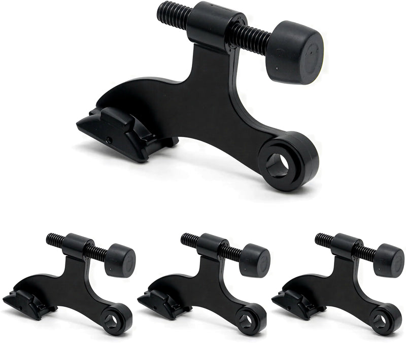 [Australia - AusPower] - 4 Pack Hinge Pin Black Door Stopper, Adjustable Heavy Duty Hinge Pin Door Stop with Black Rubber Bumper Tips 4 Matte Black 
