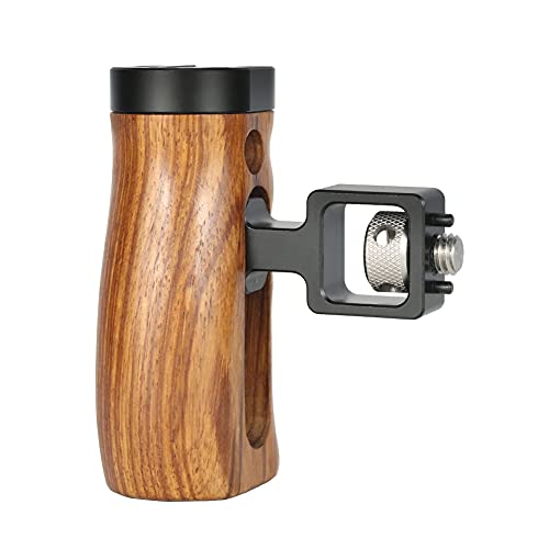 NICEYRIG Wooden Side Handle for ARRI Locating Pin Adjustable Universal Left & Right Grip for DSLR Camera Cage Rig - 462