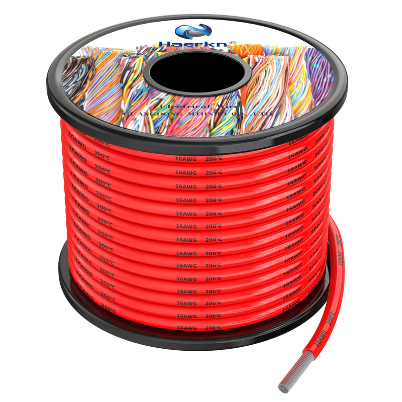 [Australia - AusPower] - 16awg Silicone Electrical Wire Cable 50ft Red 16 Gauge Hookup Wires kit Stranded Tinned Copper Wire Flexible and Soft High Temperature Resistance 16awg 50FT 