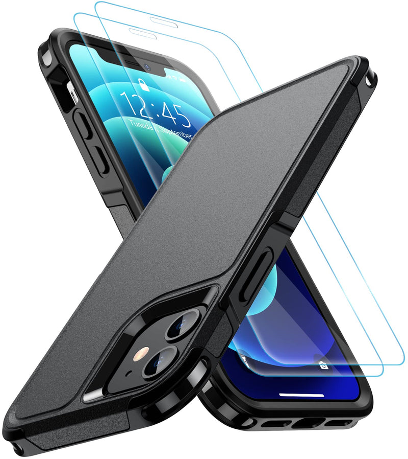 [Australia - AusPower] - SPIDERCASE Designed for iPhone 12 Case/iPhone 12 Pro Case, [10 FT Military Grade Drop Protection] [with 2 pcs Tempered Glass Screen Protector] Protective Cover for iPhone 12/12 Pro (Black) Black 
