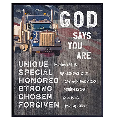 Rustic Patriotic Religious Wall Art - Christian Gifts for Men - God Says You Are Decor - Spiritual Inspirational Quotes - Holy Scripture Bible Verses - Country Wall Decor - Faith Decoration