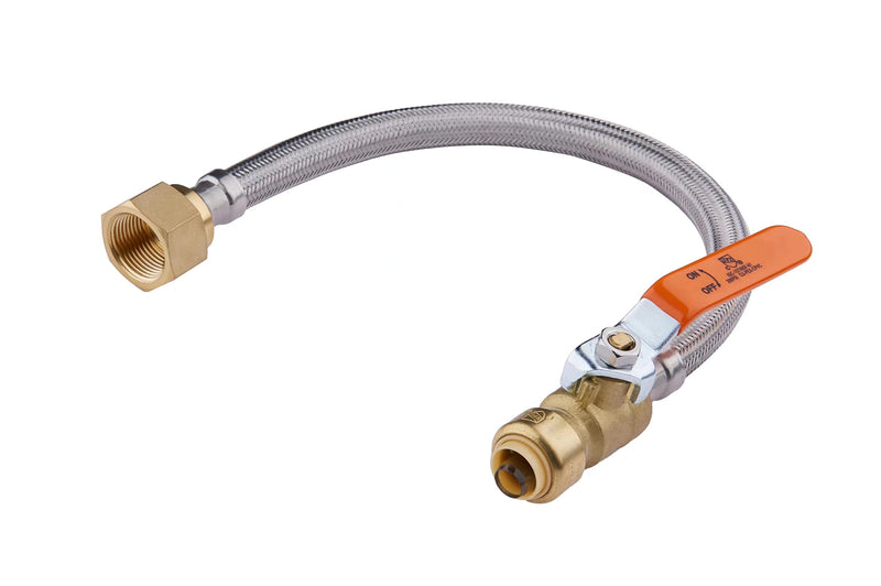 EFIELD 18-inch Push-fit Ball Valve Flexible Water Heater Connector, 3/4 inch x 3/4 inch FIP, Push-to-Connect, Copper, Pex, CPVC, Braided Stainless Steel -18 Inch,(HOSE015) 18 Inch 3/4''x3/4''