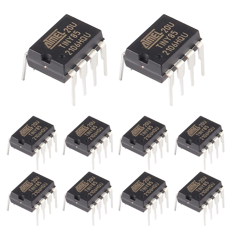 AITRIP 10pcs ATTINY85-20PU DIP-8 IC ATTINY85 MCU 8BIT Microcontroller with 8KB (10PCS) 10 PCS