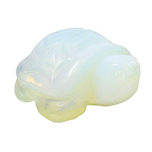 Amogeeli 1.5 Inch Hand-Carved Stone Turtle Tortoise Figurine, Animal Crystal Decor for Home & Office White-1