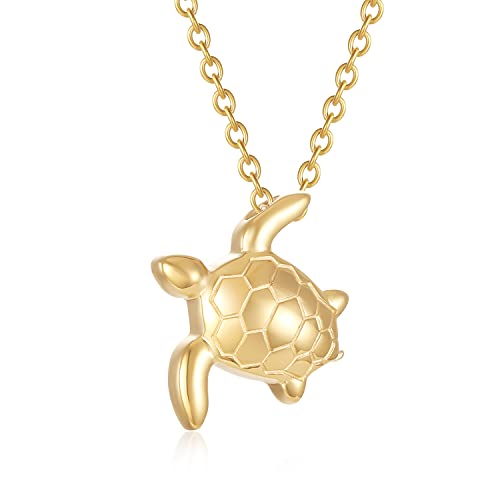 Sea Turtle Urn Necklace for Ashes Memorial Keepsake Urn Jewelry Ash Holder Cremation Urn Pendant Necklace for Women Men Gold