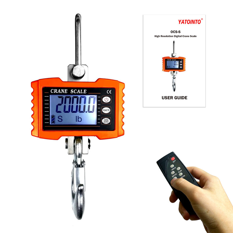 [Australia - AusPower] - 2200lb Digital Crane Scale High Precision Heavy Duty Industrial Hanging Scale with Remote Control Aluminum Case CE Certified Electronic Weighing Crane Scale, for Garage Farm Hunting (Orange) S-2200LBS-Orange 