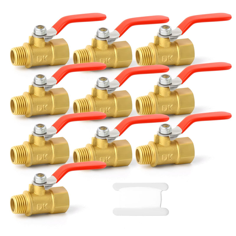 [Australia - AusPower] - GASHER 6PCS 1/4 Inch Brass Mini Ball Valve Shut Off Switch, 1/4 Inch Male x Female NPT Thread Pipe Fitting 1/4" FNPT x 1/4" MNPT 6 