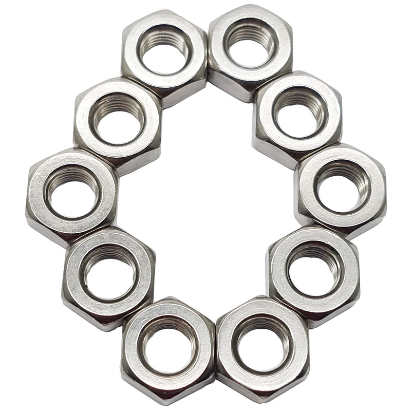 [Australia - AusPower] - 10pcs M10 x 1.25mm Pitch Hex Nuts Stainless Hex Nu, Metric Fine Thread Hex Nuts M10-1.25mm 