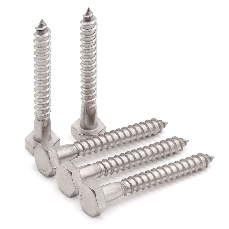 [Australia - AusPower] - Glvaner (8 pcs) 3/8" x 4" Stainless Steel Hex Head Lag Bolts, Hexagonal Head Lag Screws, 304 Stainless Steel 18-8, Secure Hold for Wood 3/8 x 4" 8 