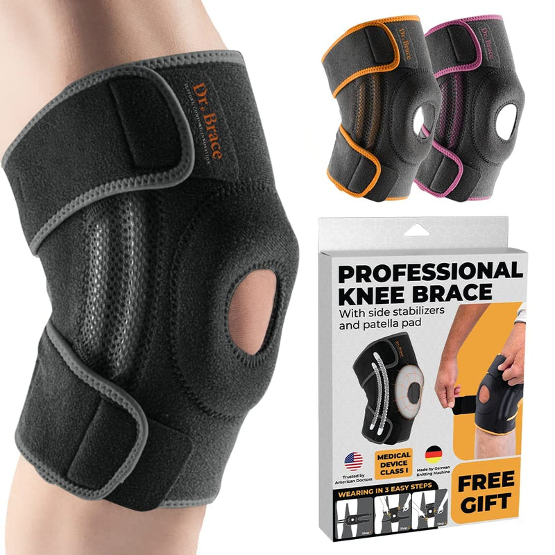 [Australia - AusPower] - DR. BRACE ELITE Knee Brace with Side Stabilizers & Patella Gel Pads for Maximum Knee Pain Support and fast recovery for men and women-Please Check How To Size Video (Mercury, Large) Mercury 