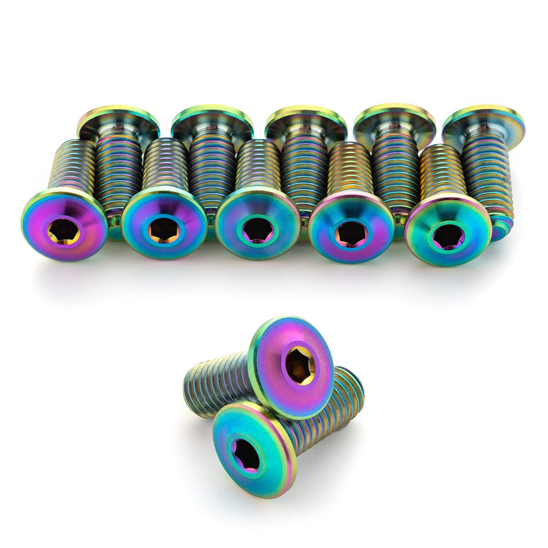Terske Ultra-Low Profile Superlight Titanium Bottle Cage Bolts Oil Slick Anodized 12-Pack