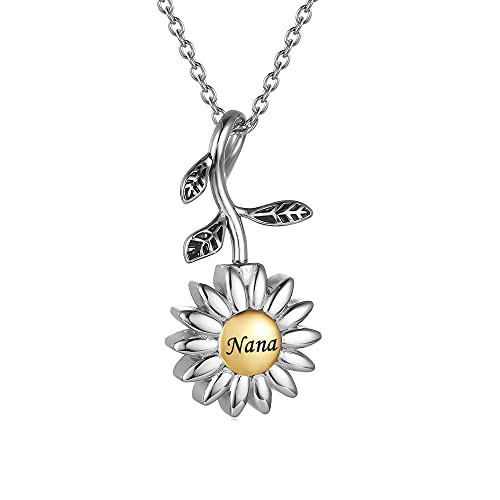 Sunflower Cremation Jewelry for Ashes for women Keepsake Stainless Steel Memorial Pendant Cremation Urn Necklace for Human Ashes SF-Nana