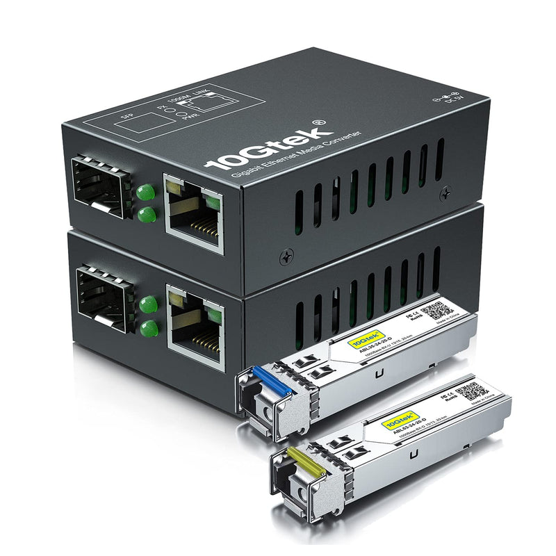 A Pair, Mini GE Media Converter SFP Slot, with a Pair 1.25G SFP Module, 20 km Bidi Single-Mode Single LC, 20km Mini size