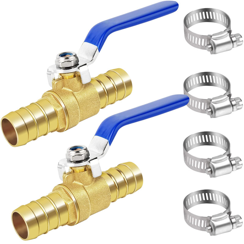 [Australia - AusPower] - Brass Hose Barb Ball Valve Kit-2pcs 5/8" Heater Hose Shut Off Valve with Stainless Steel Clamps-High Temperature Resistance Shut off PEX Ball Valve for Water, Oil, Gas, Fuel line Fittings 5/8 inch (16mm) 2 pcs 