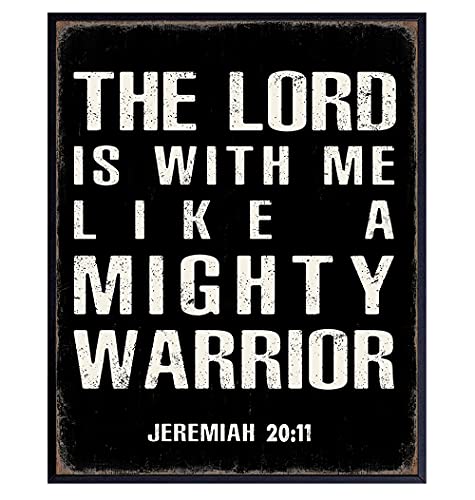 Christian Religious Gifts for Men - Catholic Wall Art Decor - Inspirational Scripture Bible Verses - Spiritual Positive Quotes - Man Cave, Home Office, Boys Bedroom - Motivational Sayings - Man of God