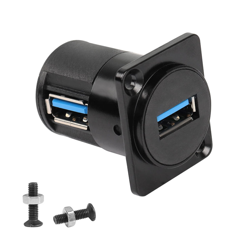 [Australia - AusPower] - QIANRENON USB 3.0 Panel-Mount Connector Socket Female to Female 90 Degree Right Angle Coupler High-Speed 5Gbps Data Transmission D-Type Extension Interface Adapter 