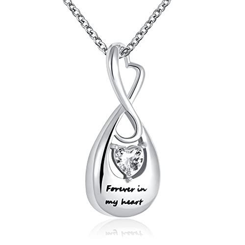 Cremation Inifinity Urn Necklace for Ashes in My Heart Dad/Mom/Grandma Stainless Steel Memorial Urn Pendant Ashes Holder Jewelry