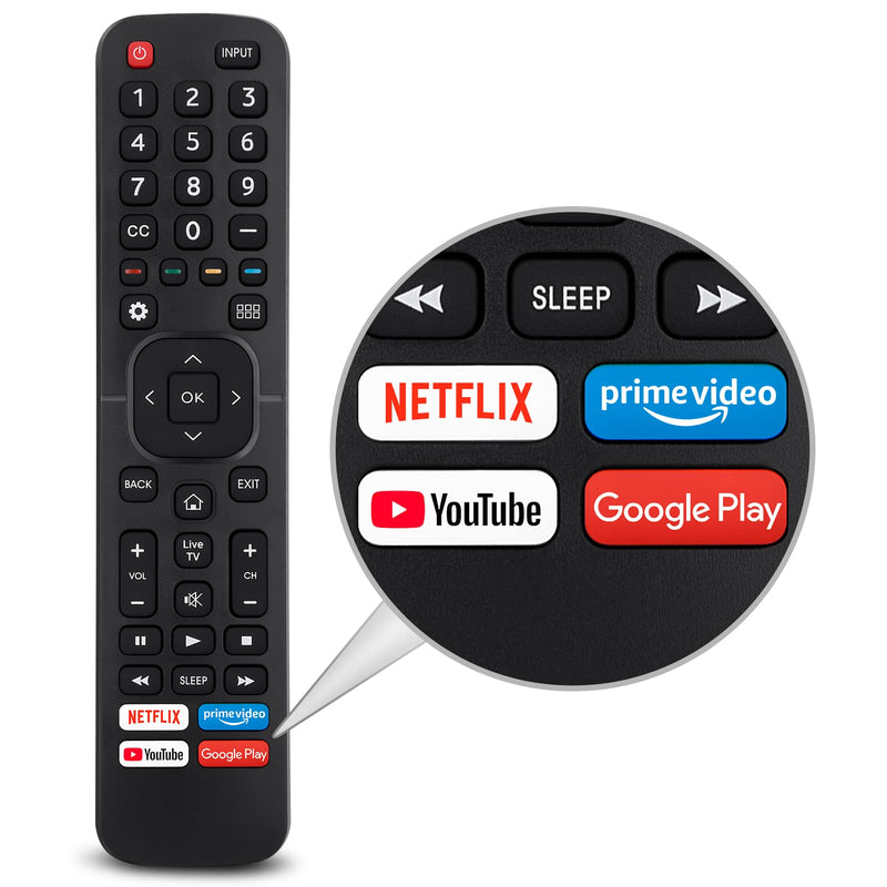 [Australia - AusPower] - Replacement Control EN2A27 for Hisense-Smart-TV-Remote, with Netflix, Prime Video, YouTube, Google Play Buttons for Hisense TV-EN2A27-upgrade 