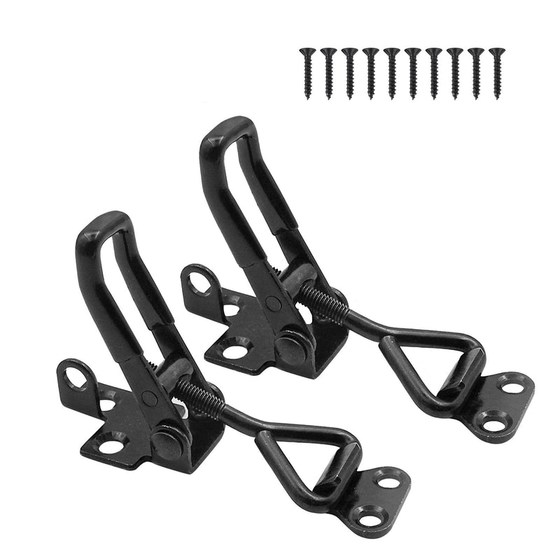 [Australia - AusPower] - 2 Pack Adjustable Black Toggle Clamp Latch(4002) Heavy Duty 550 lbs Capacity Toggle Latch & Quick Release Metal Pull Latches, Easy to Install for Lid Box Case Door Smoker(come with 10pcs 0.78" Screws) 4002?2pack? 