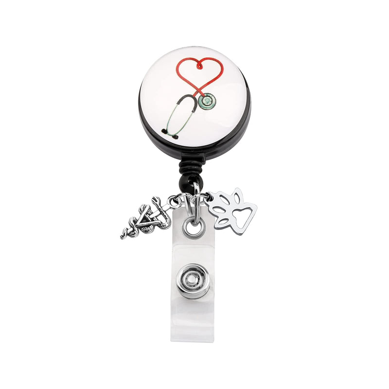 [Australia - AusPower] - FEELMEM Veterinarian Gift Medical Stethoscope Retractable Badge Holder Reel Clip Veterinary Student Gift 