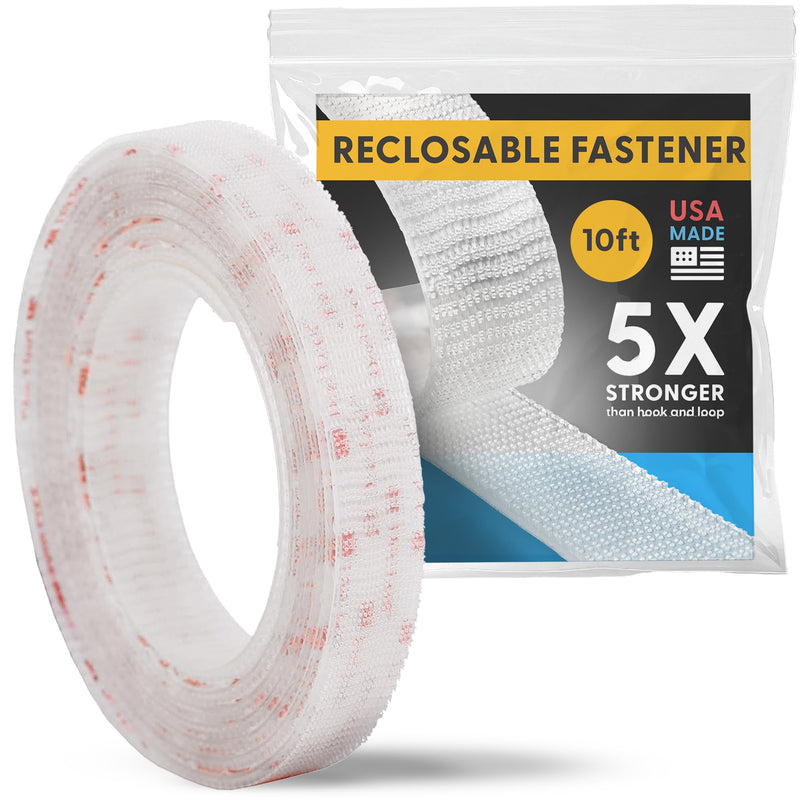 [Australia - AusPower] - Industrial Strength - 10FT Clear Indoor/Outdoor Adhesive Mounting Tape - Self Mating Reclosable Fastener Compatible with 3M SJ3550 / SJ3560 Dual Lock 10 FT 