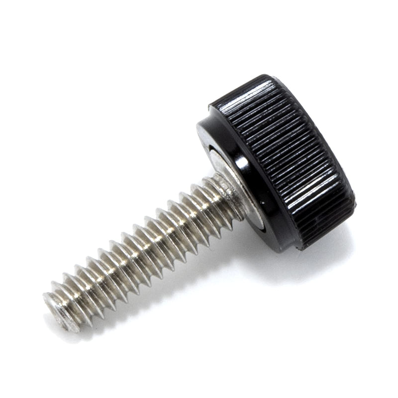 [Australia - AusPower] - #6-32 x 1/2" Thumb Screw Stainless Steel - Black Knurled Round Plastic Knob - Standard/Coarse Thread ThumbScrew - Length: 0.500" - Proudly Built in USA - Package of (25) 25 