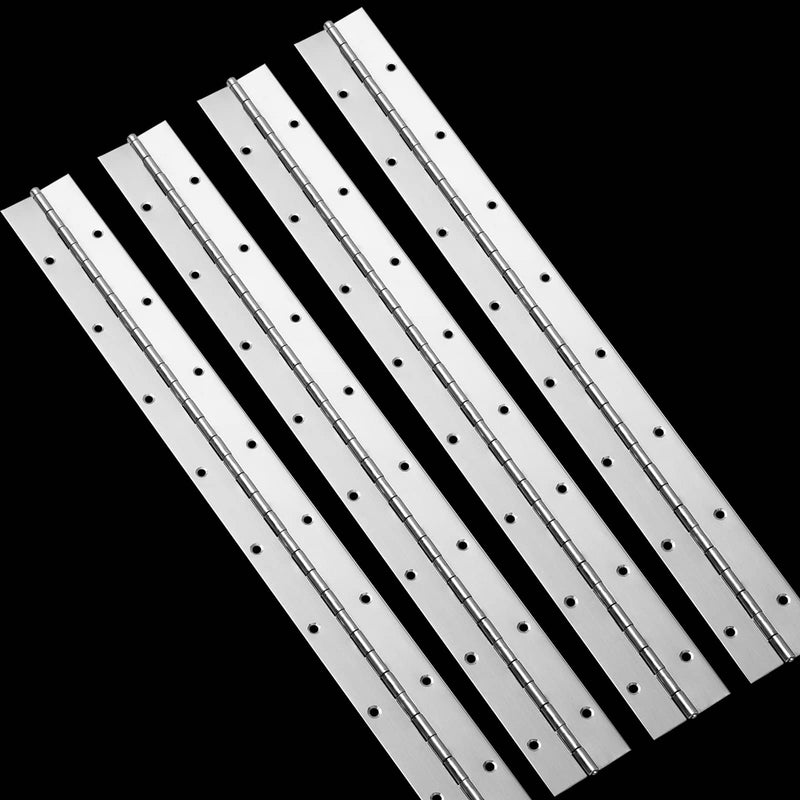 [Australia - AusPower] - 4PCS 18Inch Continuous & Piano Hinges, Heavy Duty Stainless Steel Piano Hinge, Smooth Polished Folding Continuous Hinge, 0.04inch Leaf Thickness, 1.2inch Open Width 