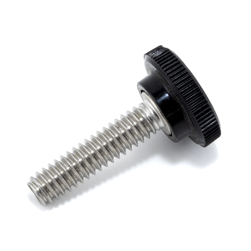 [Australia - AusPower] - 1/4"-20 x 1" Thumb Screw Stainless Steel - Black Knurled Round Plastic Knob - Standard/Coarse Thread ThumbScrew - Length: 1.000" - Proudly Built in USA - Package of (4) 4 