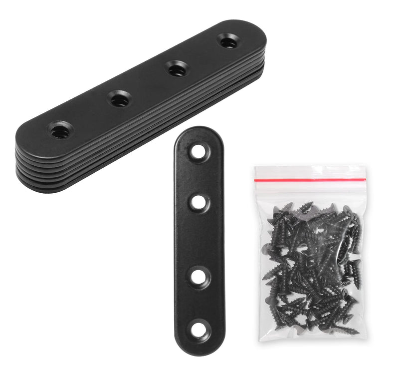 [Australia - AusPower] - 8 Sets 4 Inch Stainless Steel Flat Plate Straight Bracket Flat Metal Brace Bracket, 100mm Metal Brackets Mending Repair Plate Brace with Screws for Wood Straight Brace (Black) 4"-100mm 